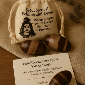 Setul Sacru al Echilibrului Divin – Pietre Lingam pentru Energie, Fertilitate și Protecție